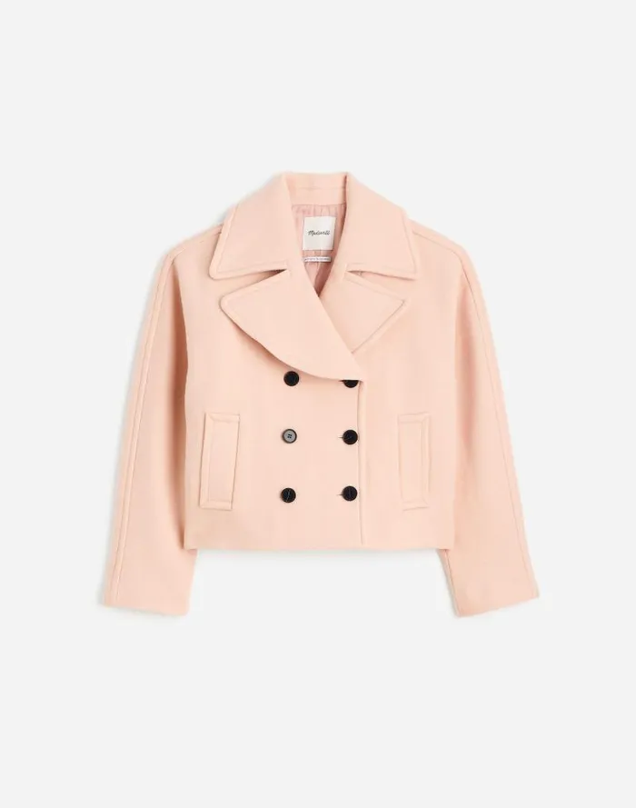 Women OversizedCollar Short Peacoat Pale Blush Madewell Coats Jackets