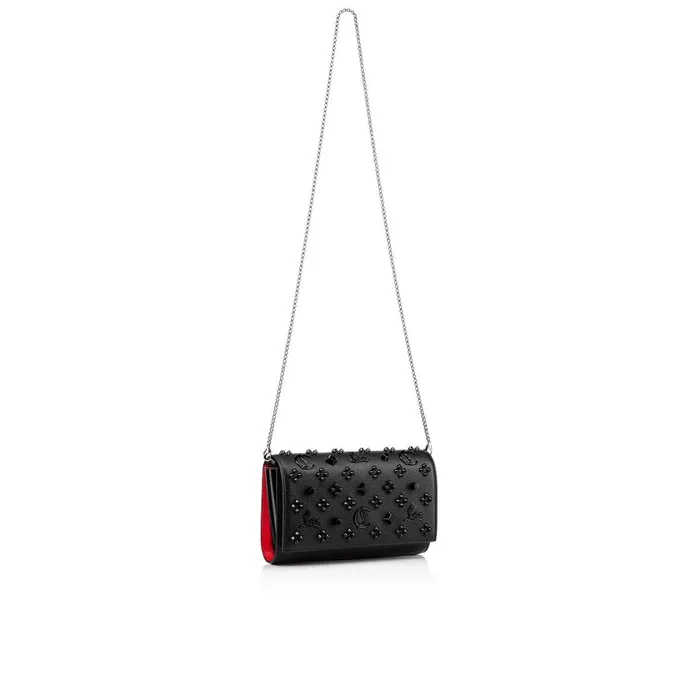 Women Paloma Clutch 8211 Grained Calf Leather And Spikes Loubinthesky 8211 Black Black Christian Louboutin Shoulder Bags