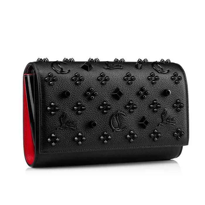 Women Paloma Clutch 8211 Grained Calf Leather And Spikes Loubinthesky 8211 Black Black Christian Louboutin Shoulder Bags