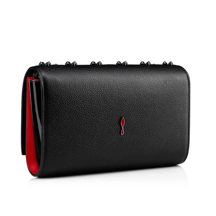 Women Paloma Clutch 8211 Grained Calf Leather And Spikes Loubinthesky 8211 Black Black Christian Louboutin Shoulder Bags