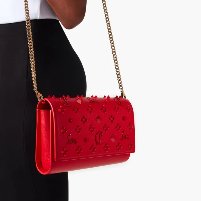 Women Paloma Clutch 8211 Grained Calf Leather And Spikes Loubinthesky 8211 Loubi Red Christian Louboutin Shoulder Bags