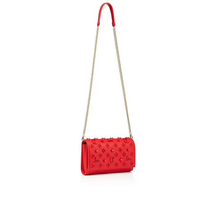 Women Paloma Clutch 8211 Grained Calf Leather And Spikes Loubinthesky 8211 Loubi Red Christian Louboutin Shoulder Bags