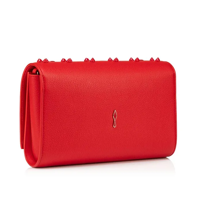 Women Paloma Clutch 8211 Grained Calf Leather And Spikes Loubinthesky 8211 Loubi Red Christian Louboutin Shoulder Bags