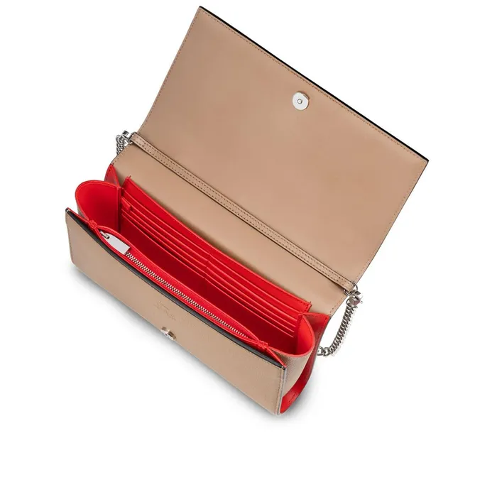 Women Paloma Clutch 8211 Grained Calf Leather And Spikes Loubinthesky 8211 Roca Brown Christian Louboutin Shoulder Bags