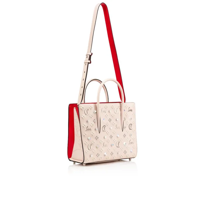 Women Paloma Medium Top Handle Bag 8211 Grained Calf Leather And Spikes Loubinthesky 8211 Leche Beige Christian Louboutin Top Handles