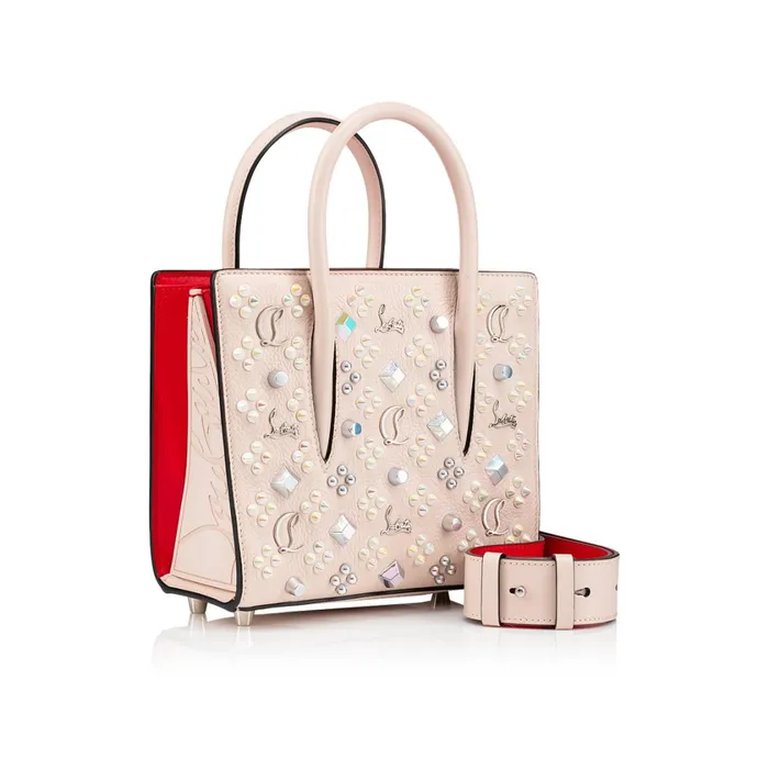 Women Paloma Mini Top Handle Bag 8211 Grained Calf Leather And Spikes Loubinthesky 8211 Leche Beige Christian Louboutin Top Handles