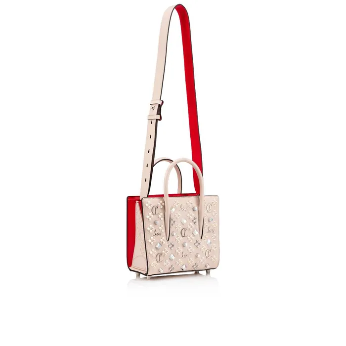 Women Paloma Mini Top Handle Bag 8211 Grained Calf Leather And Spikes Loubinthesky 8211 Leche Beige Christian Louboutin Top Handles