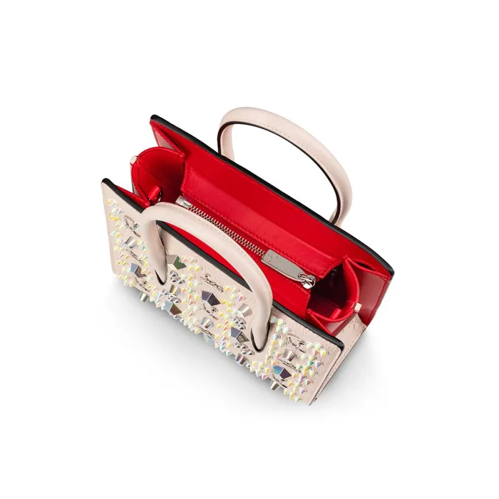 Women Paloma Mini Top Handle Bag 8211 Grained Calf Leather And Spikes Loubinthesky 8211 Leche Beige Christian Louboutin Top Handles