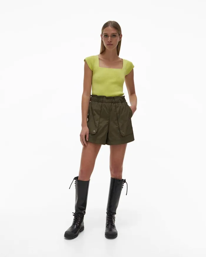 Women Paper Bag Short Burnt Olive Helmut Lang Shorts
