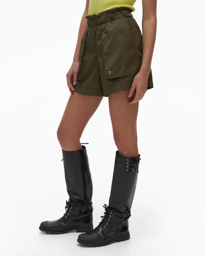 Women Paper Bag Short Burnt Olive Helmut Lang Shorts