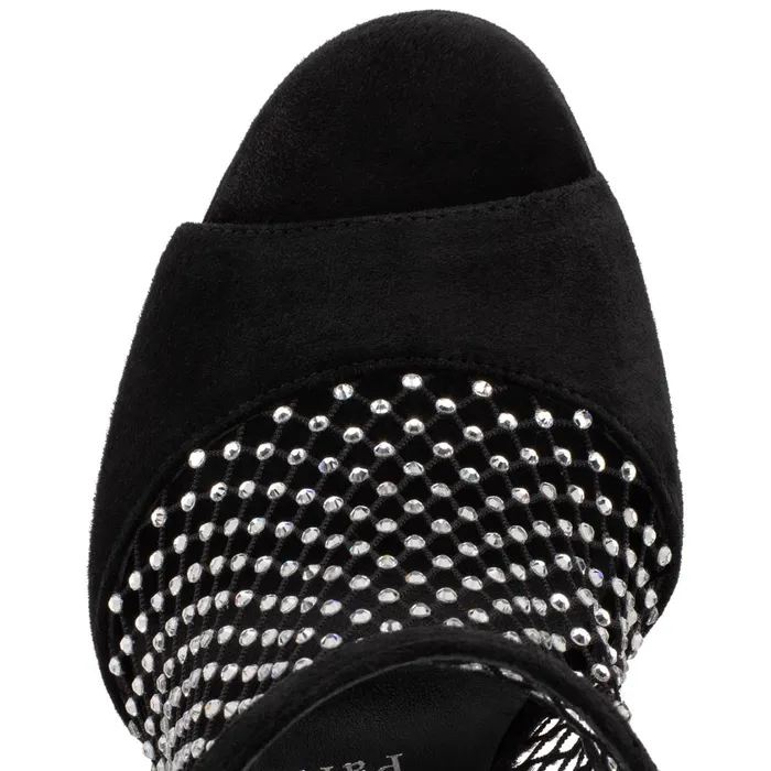 Women Plougesta Alta Strass 150 Mm Sandals 8211 Veau Velours Mesh And Strass 8211 Black Black Christian Louboutin Sandals and Slides