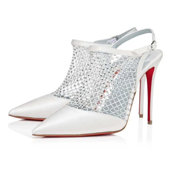Women Plougesta Pump Strass 100 Mm Pumps 8211 Crepe Satin Mesh And Strass 8211 Ivory White Christian Louboutin Pumps Women Plougesta Pump Strass 100 Mm Pumps 8211 Crepe Satin Mesh And Strass 8211 Ivory White Christian Louboutin Pumps