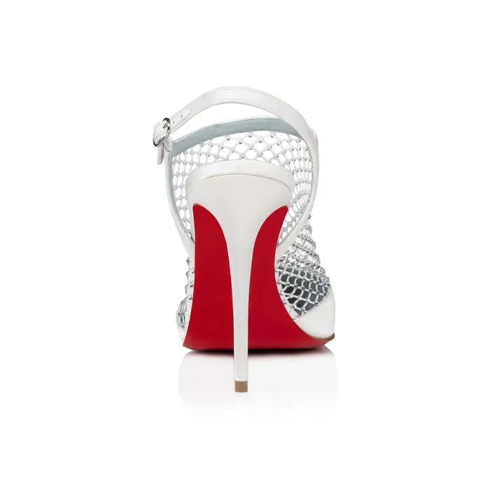Women Plougesta Pump Strass 100 Mm Pumps 8211 Crepe Satin Mesh And Strass 8211 Ivory White Christian Louboutin Pumps