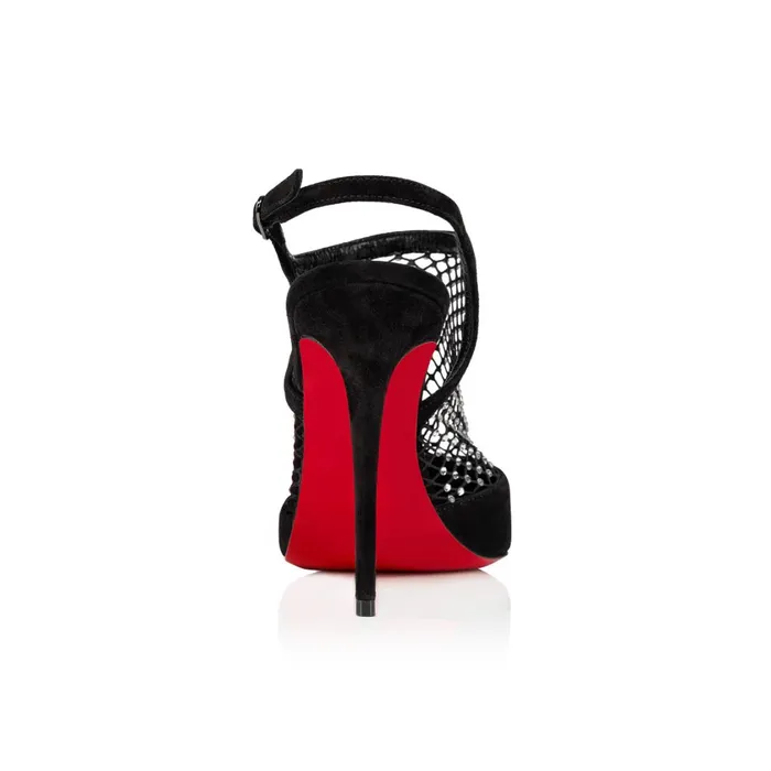 Women Plougesta Pump Strass 100 Mm Pumps 8211 Veau Velours Mesh And Strass 8211 Black Black Christian Louboutin Pumps