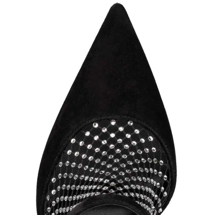 Women Plougesta Pump Strass 100 Mm Pumps 8211 Veau Velours Mesh And Strass 8211 Black Black Christian Louboutin Pumps