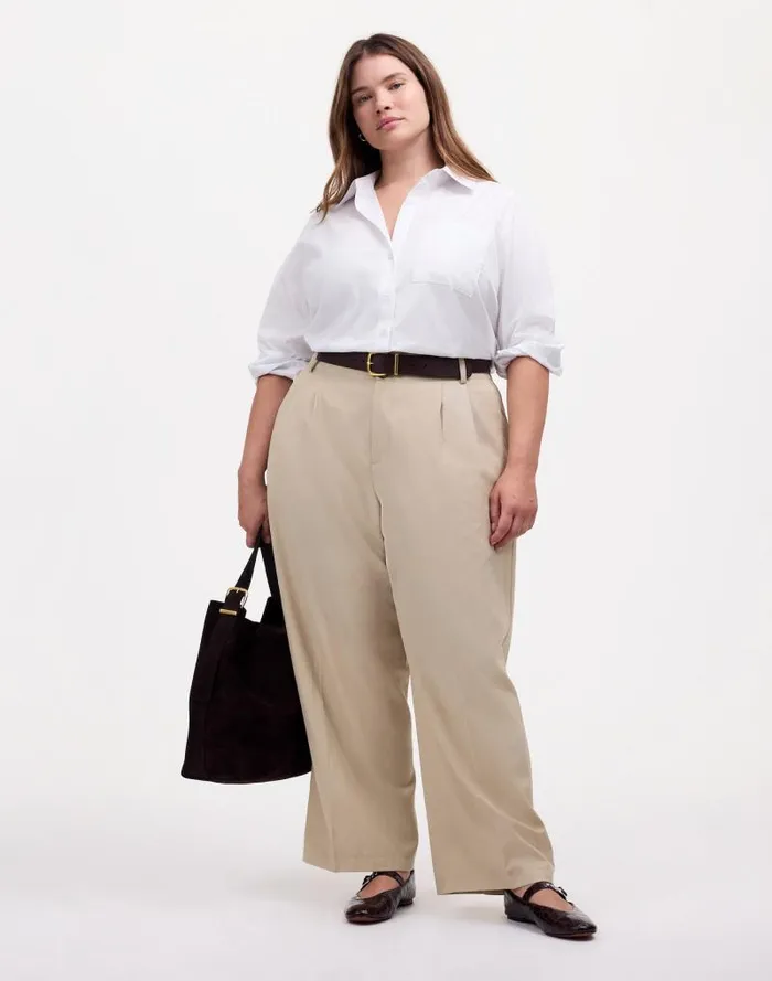 Women Plus Easy YNeck ButtonUp Shirt Eyelet White Madewell Tops and Shirts
