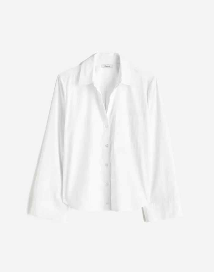 Women Plus Easy YNeck ButtonUp Shirt Eyelet White Madewell Tops and Shirts