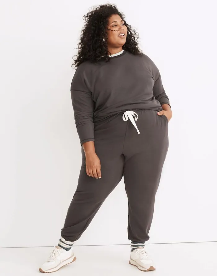 Women Plus MWL Superbrushed Easygoing Sweatshirt Black Coal Madewell Loungewear Women Plus MWL Superbrushed Easygoing Sweatshirt Black Coal Madewell Loungewear