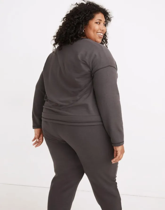 Women Plus MWL Superbrushed Easygoing Sweatshirt Black Coal Madewell Loungewear