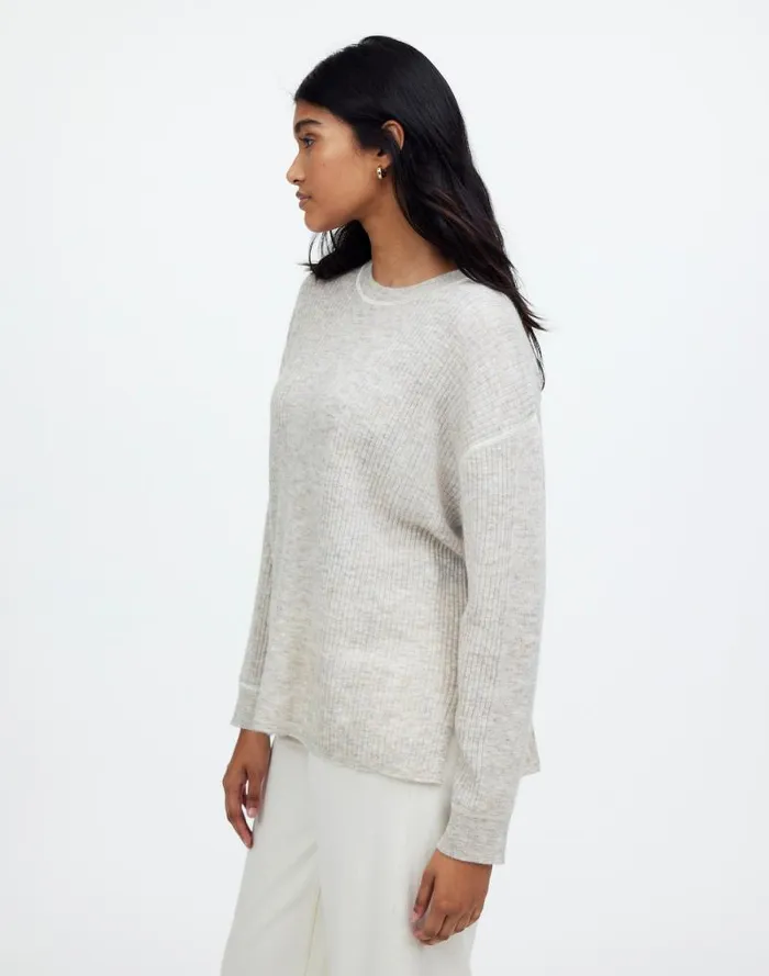 Women Plus Ribbed AlpacaBlend Crewneck Sweater Hthr Stone Madewell Sweaters
