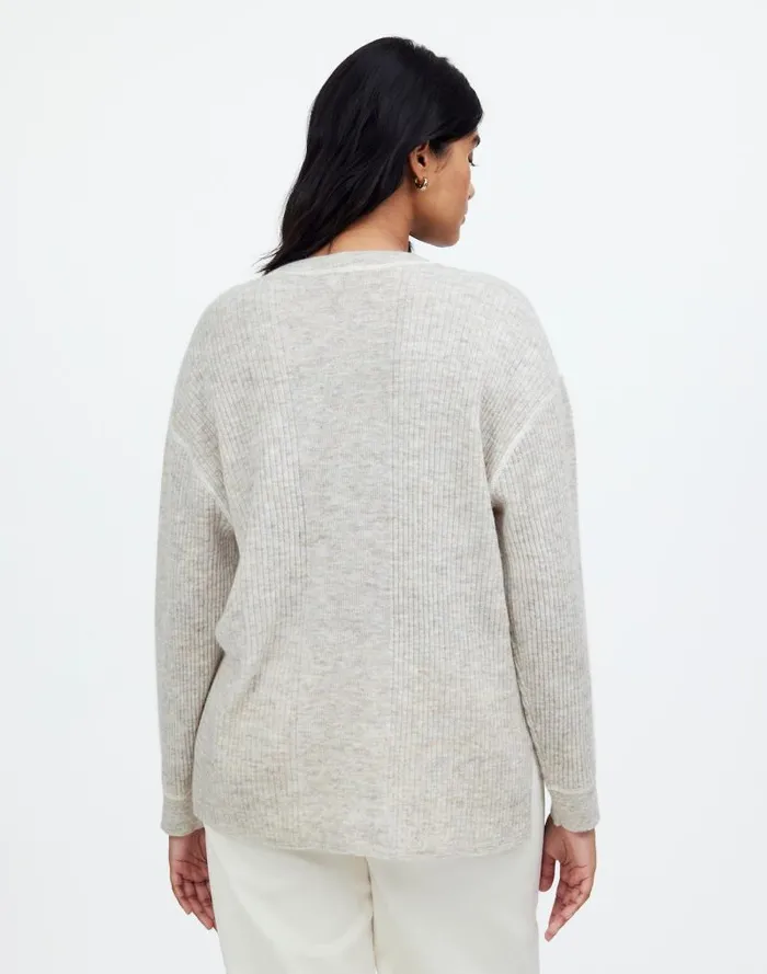 Women Plus Ribbed AlpacaBlend Crewneck Sweater Hthr Stone Madewell Sweaters