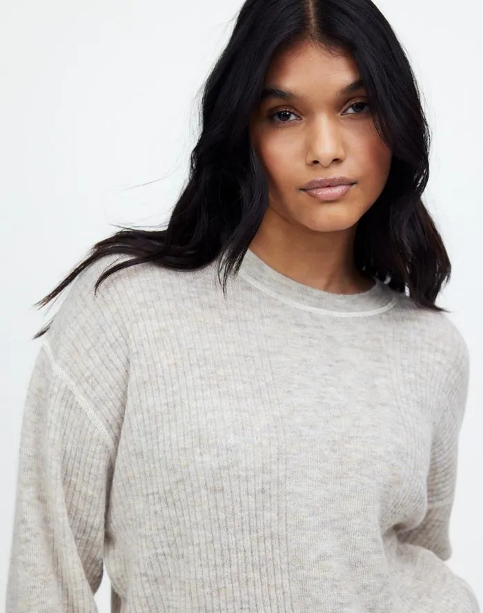 Women Plus Ribbed AlpacaBlend Crewneck Sweater Hthr Stone Madewell Sweaters