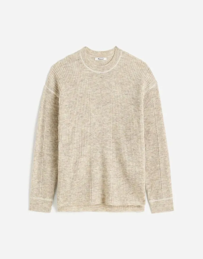 Women Plus Ribbed AlpacaBlend Crewneck Sweater Hthr Stone Madewell Sweaters