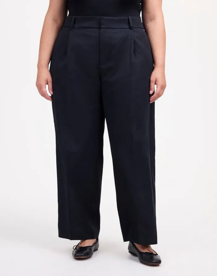 Women Plus Slouchy Straight Pants In Drapey Twill True Black Madewell Pants