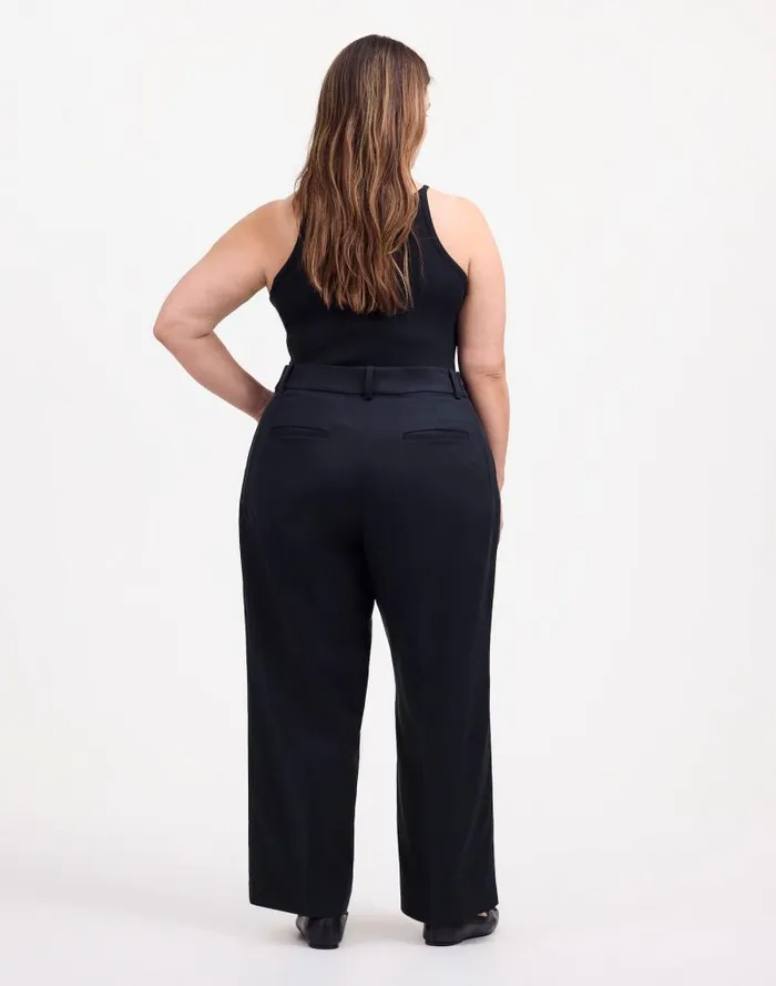 Women Plus Slouchy Straight Pants In Drapey Twill True Black Madewell Pants