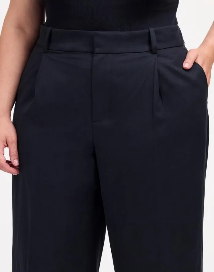 Women Plus Slouchy Straight Pants In Drapey Twill True Black Madewell Pants