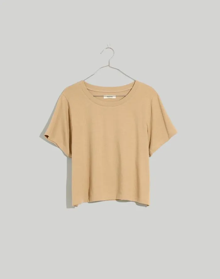 Women Plus Softfade Cotton BoxyCrop Tee Drill Khaki Madewell Tees
