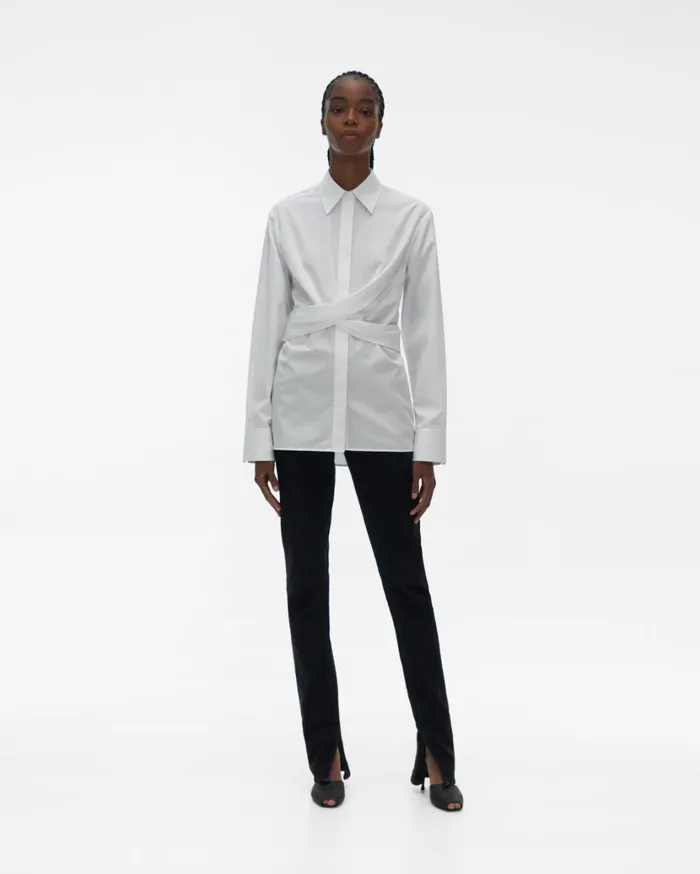 Women Poplin Wrap Shirt White Helmut Lang Tops