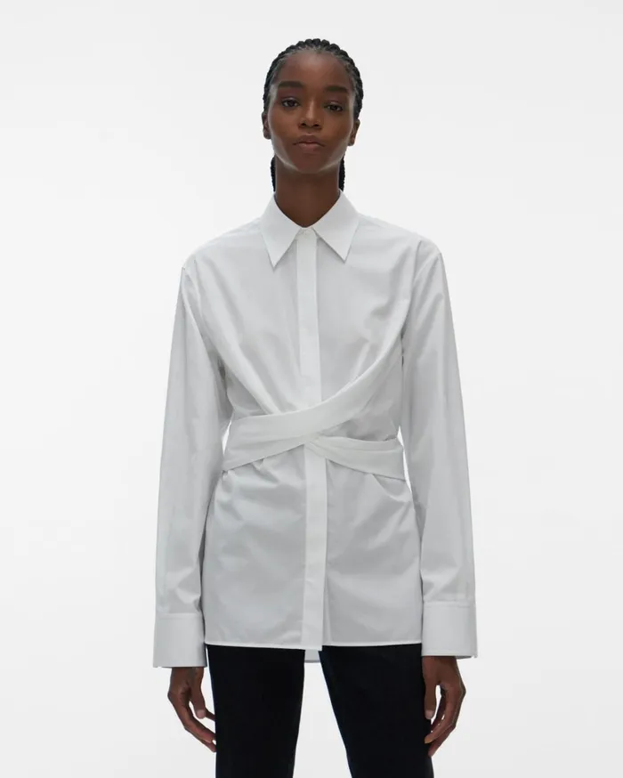 Women Poplin Wrap Shirt White Helmut Lang Tops