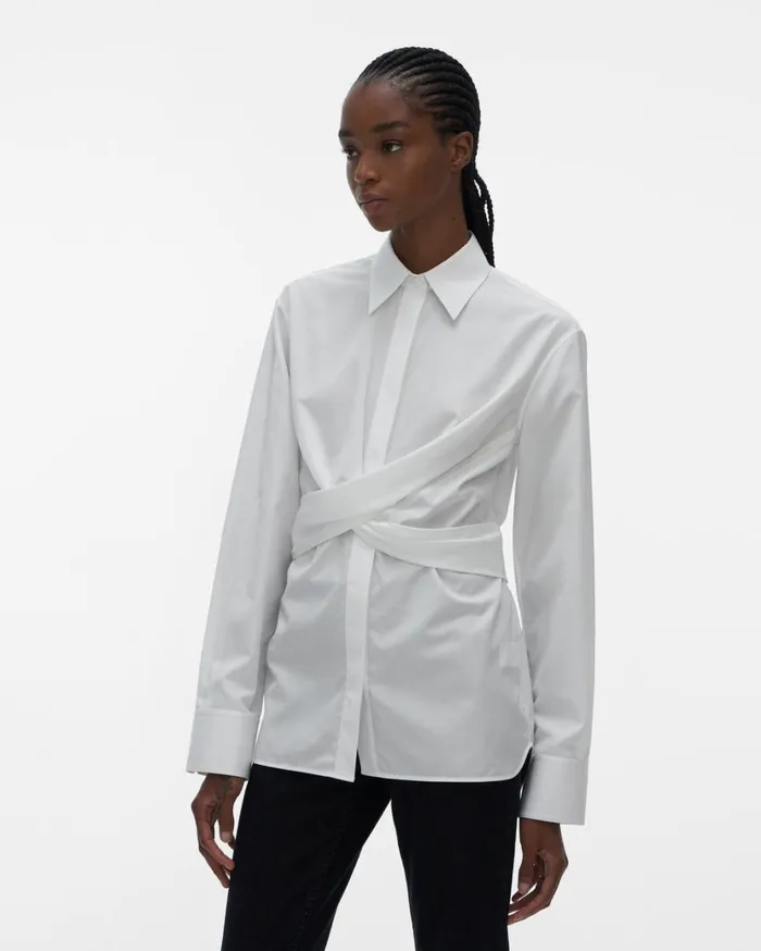Women Poplin Wrap Shirt White Helmut Lang Tops