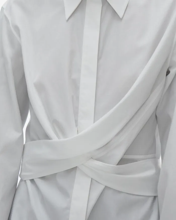 Women Poplin Wrap Shirt White Helmut Lang Tops