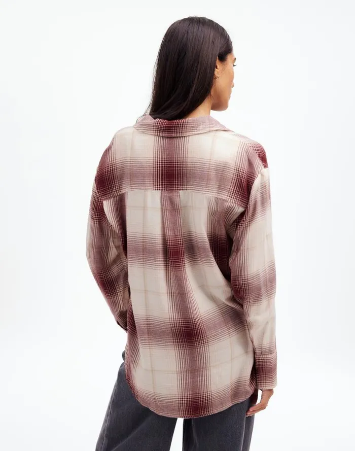 Women Popover Shirt In Plaid Cabernet Madewell Tops and Shirts