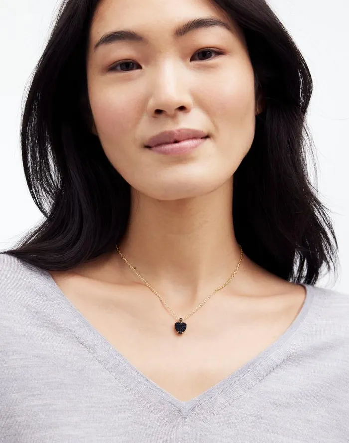 Women Pronged Heart Pendant Necklace Pale Gold Madewell Jewelry