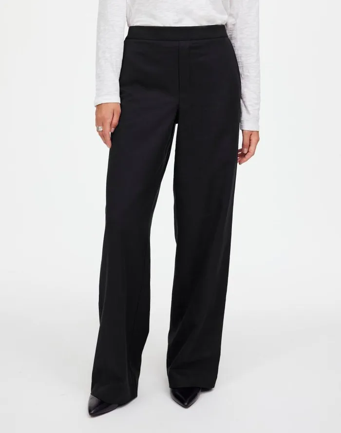 Women PullOn Straight Pants In Drapey Twill True Black Madewell Pants