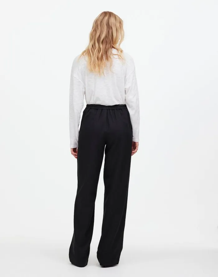 Women PullOn Straight Pants In Drapey Twill True Black Madewell Pants