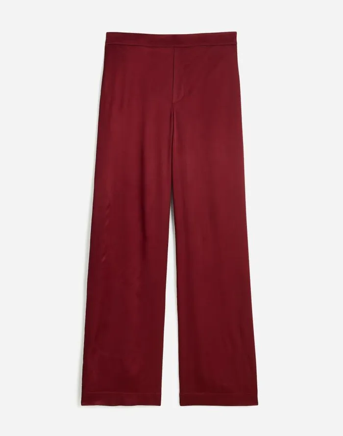 Women PullOn Straight Pants In Stretch Satin Cabernet Madewell Pants