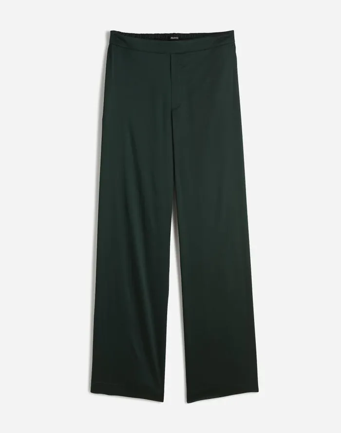 Women PullOn Straight Pants In Stretch Satin Luxury Forest Madewell Pants