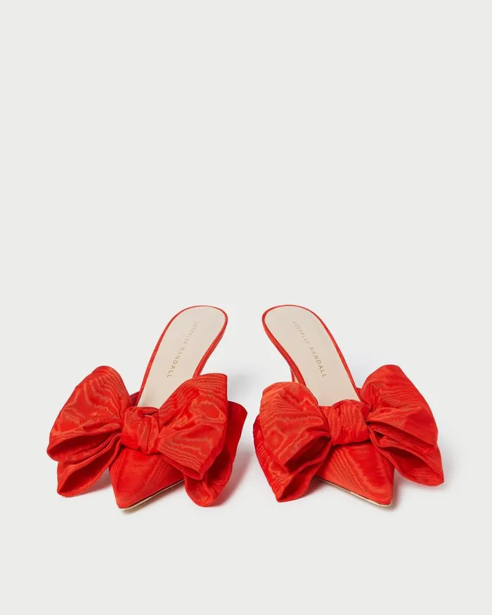 Women Pumps and Mules Loeffler Randall Margot Red Moir Bow Mule L Pumps L Footwear Women Pumps and Mules Loeffler Randall Margot Red Moir Bow Mule L Pumps L Footwear