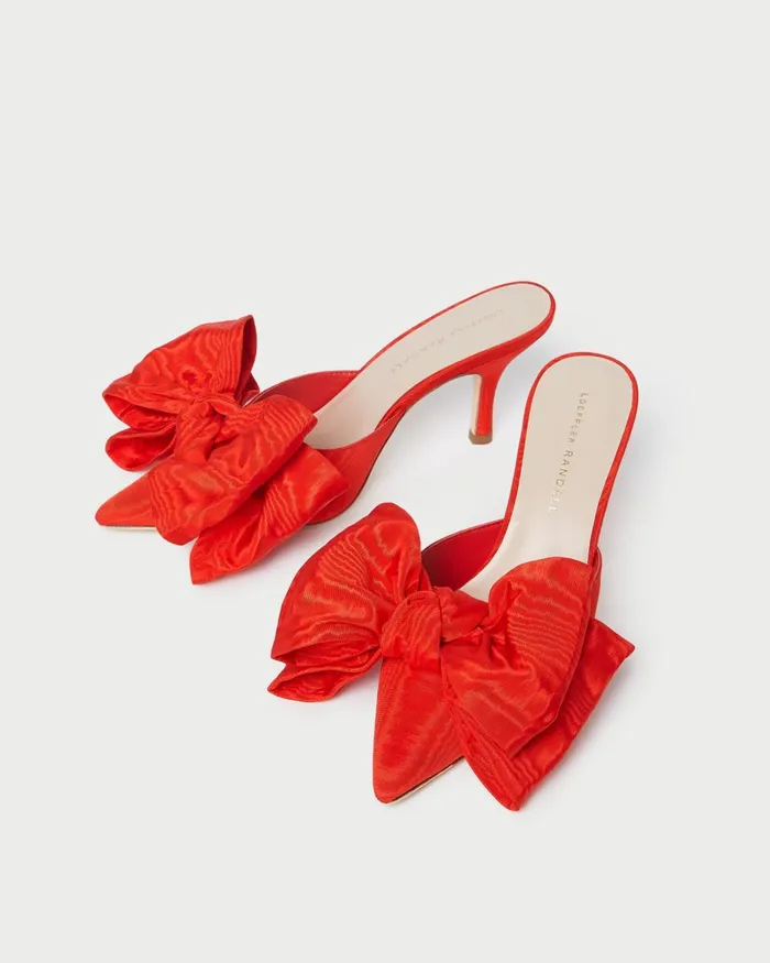 Women Pumps and Mules Loeffler Randall Margot Red Moir Bow Mule L Pumps L Footwear Women Pumps and Mules Loeffler Randall Margot Red Moir Bow Mule L Pumps L Footwear