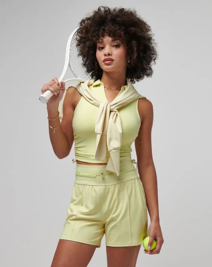 Women QUEENSTOWN MOVEKNIT SHORT Heather Pale Lime Yellow TravisMathew Shorts