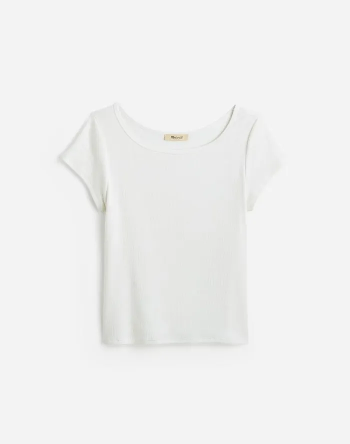 Women Regenerative Cotton Ribbed CapSleeve Tee White Madewell Tees
