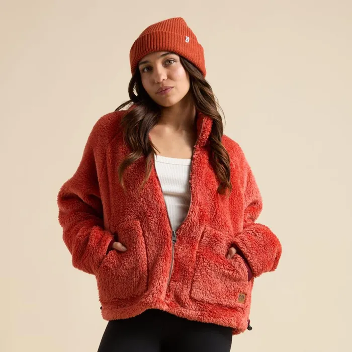 Women Reef Hoodies Sweaters and Jackets Pilot Sherpa Jacket Chili