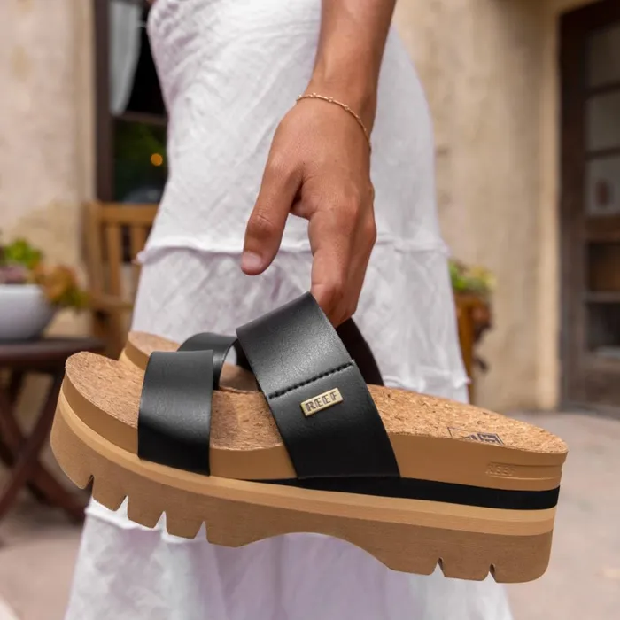 Women Reef Sandals Cushion Vista Higher Black Women Reef Sandals Cushion Vista Higher Black