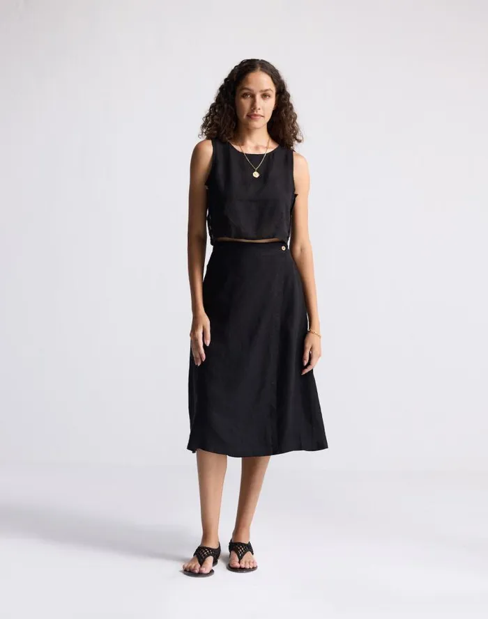 Women Reistor Boxy Crop Top In 100 Black Hemp Black Madewell Tops and Shirts