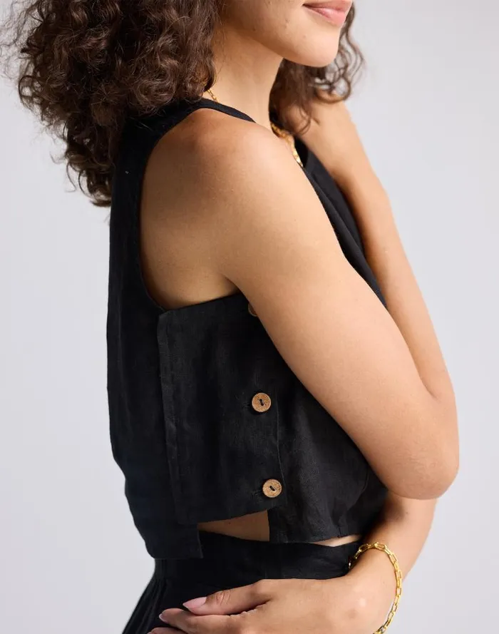 Women Reistor Boxy Crop Top In 100 Black Hemp Black Madewell Tops and Shirts