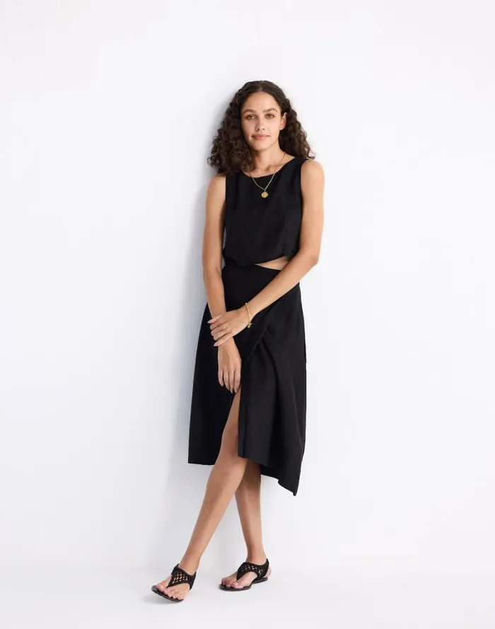 Women Reistor Boxy Crop Top In 100 Black Hemp Black Madewell Tops and Shirts